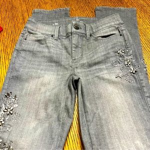 Woman’s White House Black Market size 00 Gray Jeans with embellishments